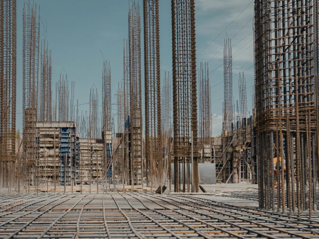 Construction Project With Steel Rebars